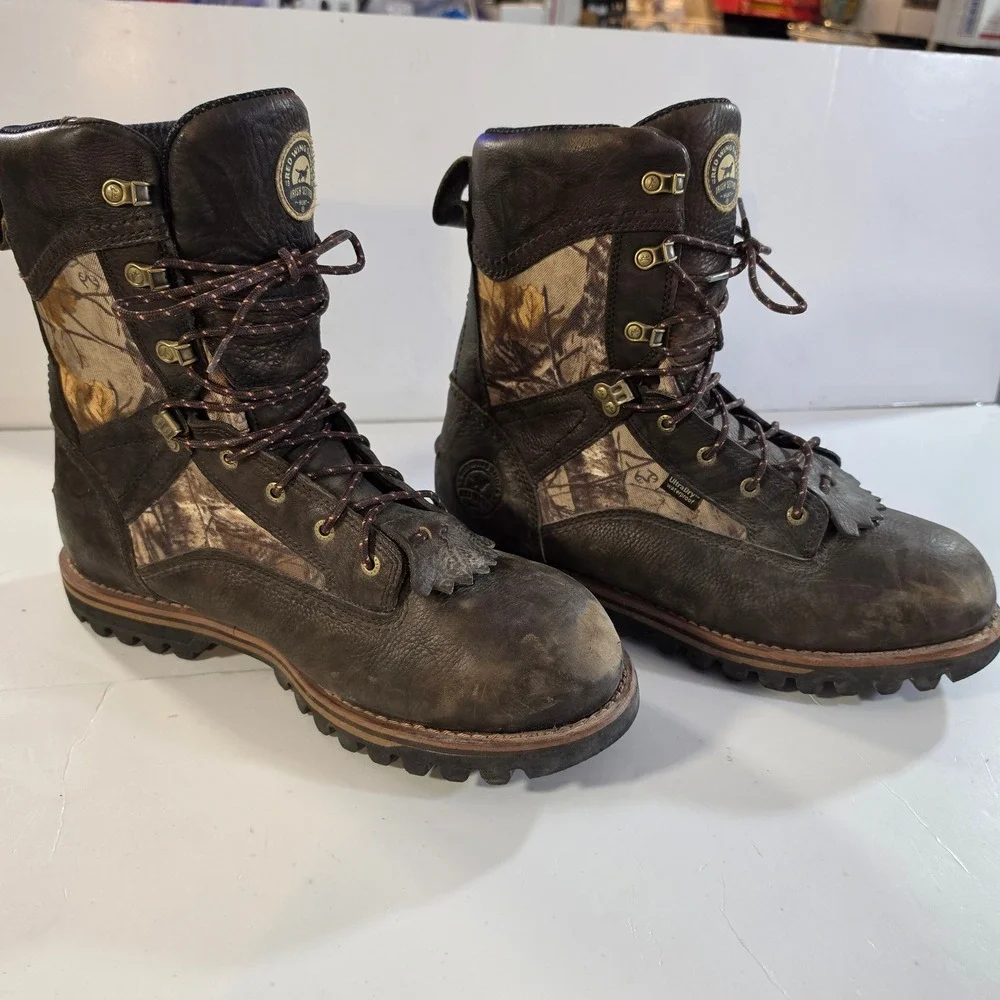 Red Wing Irish Setter Hunt Boots Mens 13 E2 Brown Leather Camo Waterproof 885